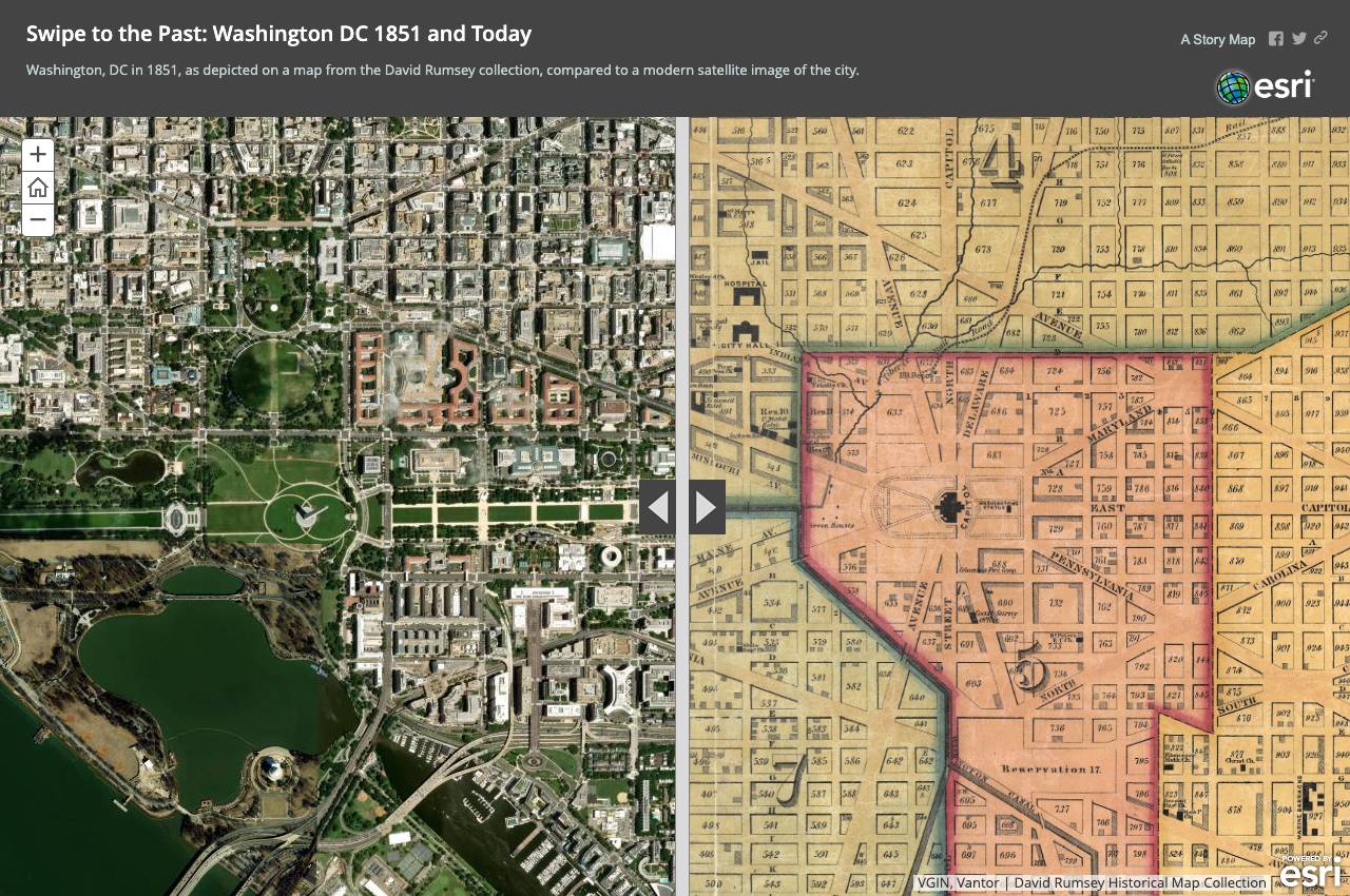 Swipe to the Past: Washington DC 1851 and Today
